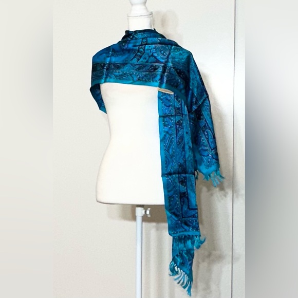 Women’s Kalanjali 100% Pure Silk Multicolor Blue NWT - Picture 9 of 11